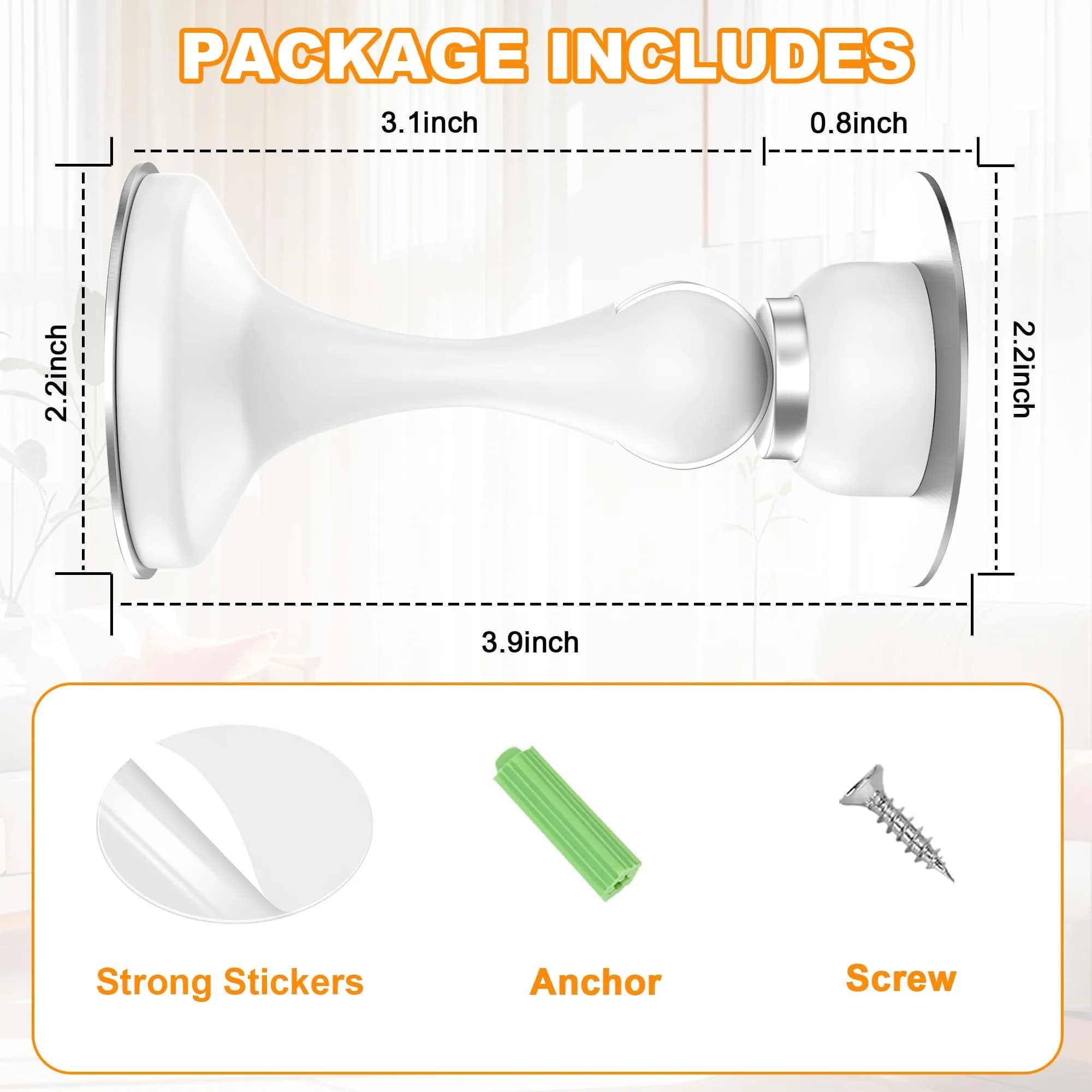 Crosize Magnetic Door Stopper 4 Pack White | Strong Magnetism for Wall and Floor Mounting thumbnail 4