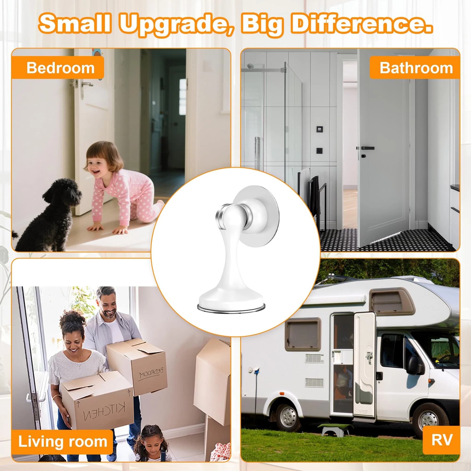Crosize Magnetic Door Stopper 4 Pack White | Strong Magnetism for Wall and Floor Mounting thumbnail 6