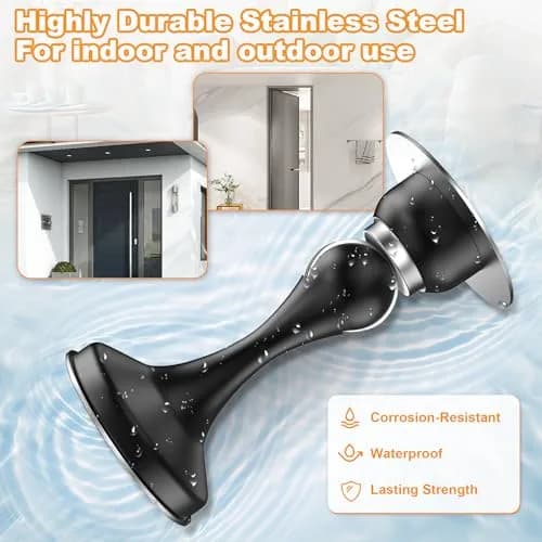 Crosize Magnetic Door Stoppers 4 Pack, Stainless Steel Door Holder with Adhesive Tape | Modern Black Finish thumbnail 6