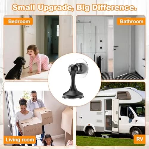 Crosize Magnetic Door Stoppers 4 Pack, Stainless Steel Door Holder with Adhesive Tape | Modern Black Finish thumbnail 7