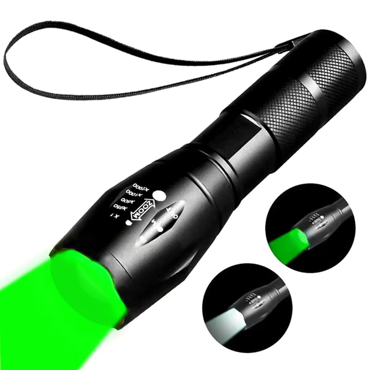 YZYOE 365nm UV Black Light Flashlight 12.5cm (4.92in) | Powerful Rechargeable Detection Lamp — Green