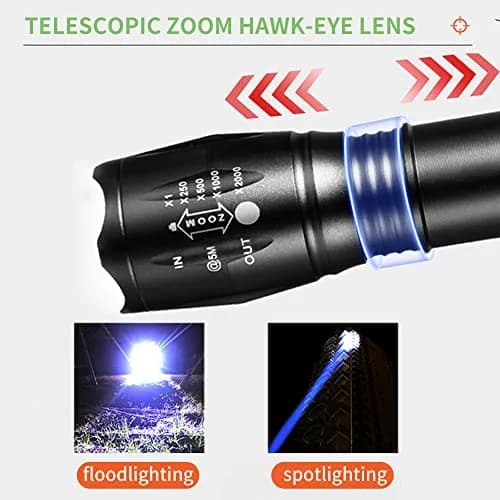 YZYOE 2-in-1 White & Green Light Flashlight 12.5cm (4.92in) | Rechargeable Zoom Tactical Outdoor Torch thumbnail 2