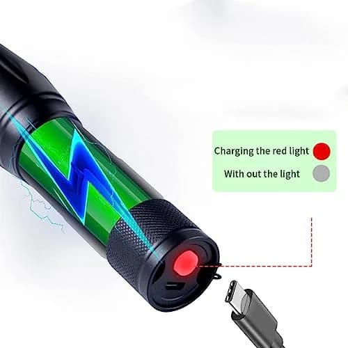 YZYOE 2-in-1 Rechargeable Flashlight with White & Blue Light 12.5 cm (4.92 in) | Zoomable Beam for Blood Tracking & General Use thumbnail 6