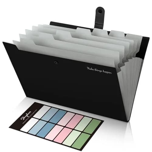 SKYDUE Expanding File Folders with Labels, 4-Pack Black | Portable A4 Letter Size Document Organizer thumbnail 2
