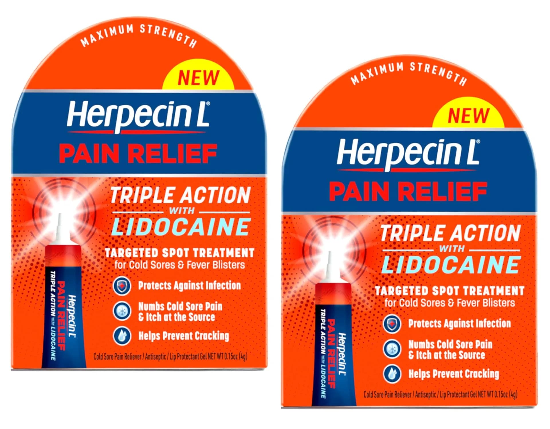 Herpecin-L Pain Relief Triple Action with Lidocaine 0.15 oz | Fast Cold Sore Relief, Infection Protection