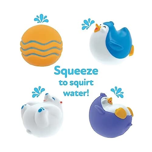 Nuby Penguin Slide Bath Toy Play Set with 4 Bath Squirters | Baby Bath Toys for 12+ Months, Suction Cup Attaches to Shower Wall thumbnail 3