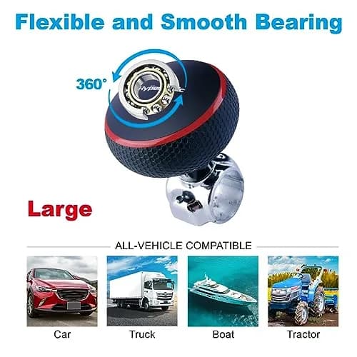 Hypersonic Large Steering Wheel Knob Spinners, Vehicle Steering Wheel Spinners Ball Durable Suicide Knob for Car, SUV, Trucks, Tractors, Boat (Red) | Effortless Control thumbnail 4