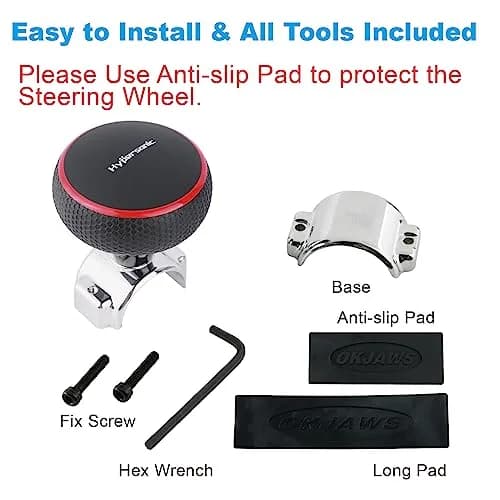 Hypersonic Large Steering Wheel Knob Spinners, Vehicle Steering Wheel Spinners Ball Durable Suicide Knob for Car, SUV, Trucks, Tractors, Boat (Red) | Effortless Control thumbnail 5