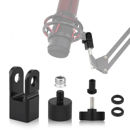SAVITA Microphone Mount Adapter with 3/8" & 1/4" Screw Adapters for HyperX QuadCast, Black | Durable Metal Construction for Boom Arms thumbnail 1