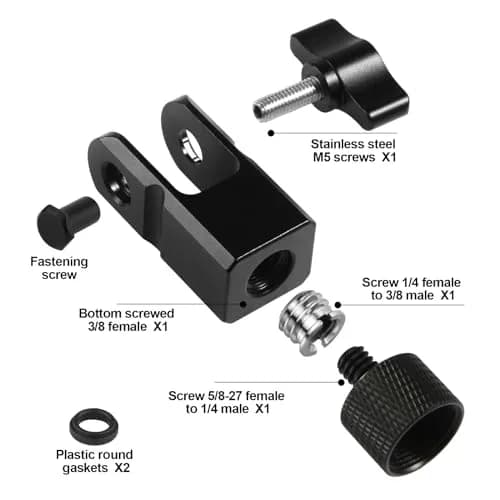 SAVITA Microphone Mount Adapter with 3/8" & 1/4" Screw Adapters for HyperX QuadCast, Black | Durable Metal Construction for Boom Arms thumbnail 2