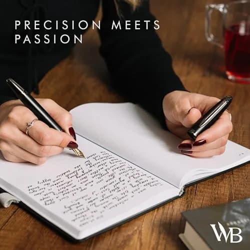 Wordsworth & Black Majesti Luxury Fountain Pen Set with Medium Nib | Brass, Black Lacquer, German Iridium Nib, 24 Ink Cartridges thumbnail 8