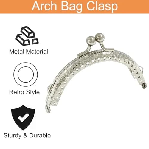 Piutouyar Metal Purse Frame 8.5cm | Retro Silver Art Supplies thumbnail 4