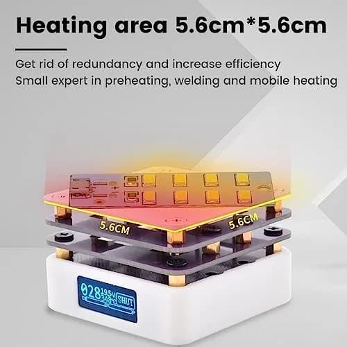Acogedor Mini Hot Plate, 65W 20V PCB SMD Preheating Soldering Station 350℃ | OLED Display, 5.6cm x 5.6cm thumbnail 3