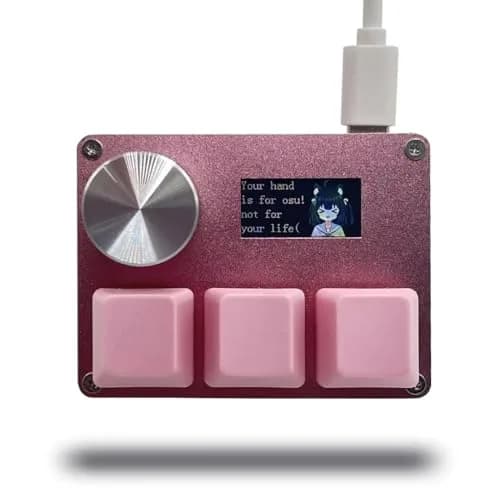 BTXETUEL SayoDevice O3C Keyboard with Knob and Screen, 3 Hall Magnetic Linear Switches, 8000Hz, Pink thumbnail 1