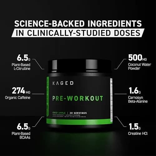Kaged Pre Workout Powder | Fruit Punch | 20 Servings | Vegan, Gluten-Free, Non GMO thumbnail 2
