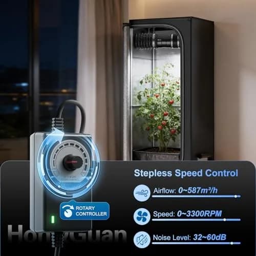 Hon&Guan 6 Inch Inline Booster Duct Fan with Speed Controller - 345 CFM Airflow, 19.2W | Low Noise Ventilation for Grow Rooms thumbnail 4