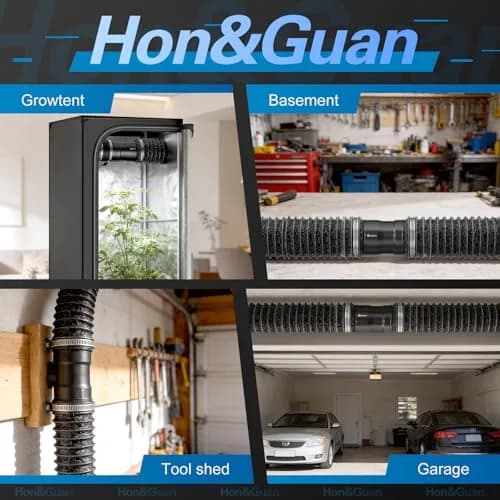 Hon&Guan 4 Inch Inline Booster Duct Fan with Speed Controller - 130 CFM | 100mm (4") Duct Size thumbnail 7