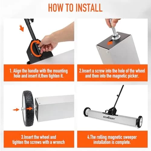 HORUSDY 36-Inch Rolling Magnetic Sweeper with Wheels & 40-Inch Telescoping Pickup Tool | 55-Pound Capacity thumbnail 4