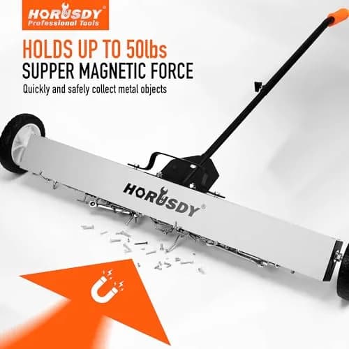 HORUSDY 36-Inch Rolling Magnetic Sweeper with Wheels & 40-Inch Telescoping Pickup Tool | 55-Pound Capacity thumbnail 2