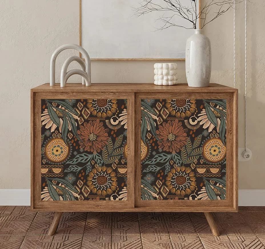 HAOKHOME Boho Floral Peel and Stick Wallpaper 17.3in x 6.6ft | Vintage Botanical DIY Decor thumbnail 8