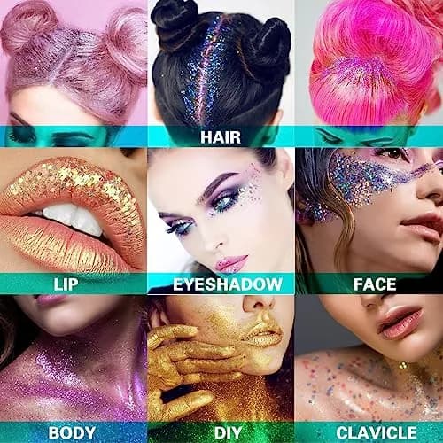 MEICOLY Black Face Glitter Gel 25.5g (0.9 Oz) | Holographic Mermaid Sequins for Festivals & Cosplay thumbnail 6