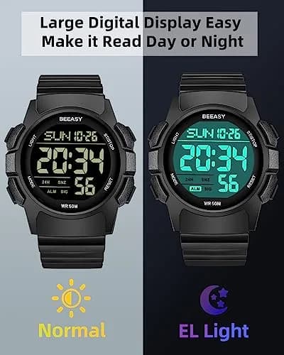 Beeasy Men's Digital Sports Watch 49mm (1.93 inches) | 5ATM Waterproof, Shock-Resistant, Stopwatch thumbnail 5