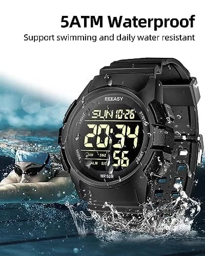 Beeasy Men's Digital Sports Watch 49mm (1.93 inches) | 5ATM Waterproof, Shock-Resistant, Stopwatch thumbnail 3