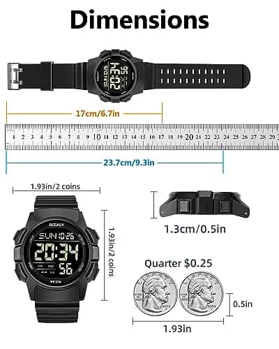 Beeasy Men's Digital Sports Watch 49mm (1.93 inches) | 5ATM Waterproof, Shock-Resistant, Stopwatch thumbnail 4