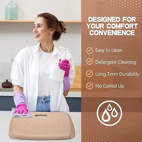 ergohead Anti Fatigue Floor Mat with Massage Points | Rose Gold, 17" x 22" | Cushioned Support for Office & Kitchen thumbnail 6