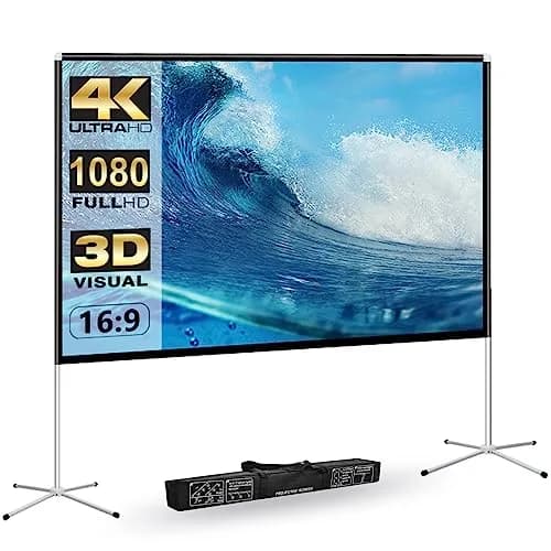 AODIOU 120 Inch Portable Projector Screen with Stand & Carry Bag | Wrinkle-Free HD 4K Outdoor Movie Screen thumbnail 1