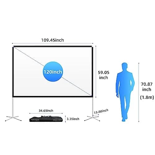 AODIOU 120 Inch Portable Projector Screen with Stand & Carry Bag | Wrinkle-Free HD 4K Outdoor Movie Screen thumbnail 5
