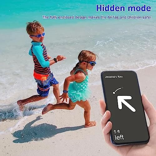 R-fun Waterproof AirTag Watch Bracelet for Kids, Night Blue/Black, 2 Pack | Secure GPS Tracker Holder thumbnail 4