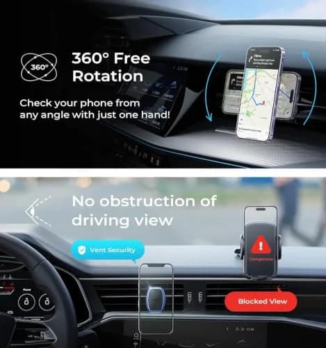 LISEN Magnetic Phone Holder for Car with Upgraded Clip, Pink | Secure 6-Magnet Mount for Vent & Dashboard thumbnail 7