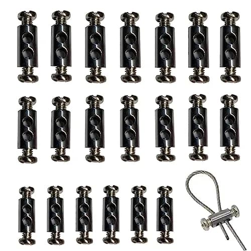 andefu Upgraded Wire Rope Cable Clamps Double Hole M4 Screw Hole 3.2mm Wire Hole, Pack of 20 | Stainless Steel for Indoor/Outdoor Use thumbnail 1