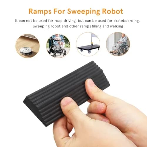 FUNOMOCYA Rubber Ramp Mat for Sweeping Robot 17.10X5.10X1.30cm | Portable Indoor Threshold Ramp thumbnail 4
