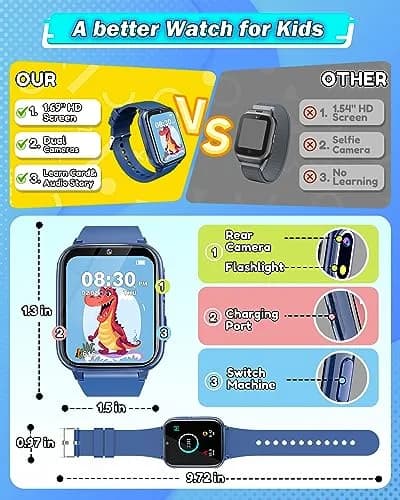 Sueseip Kids Watch for Boys, Touchscreen Dual Cameras, 1.69" HD Display, Educational & Entertainment Features thumbnail 7