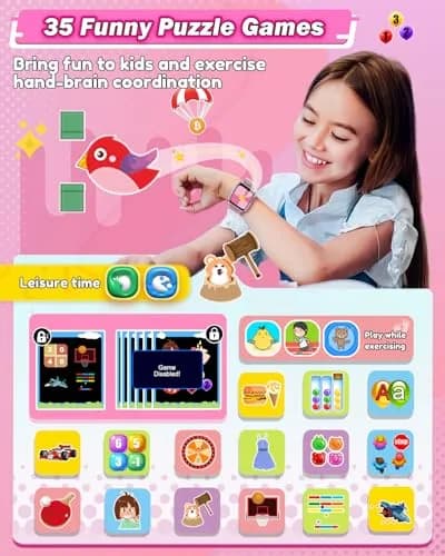 Sueseip Kids Smart Watch 1.69" Touchscreen Pink | Educational & Entertaining thumbnail 4