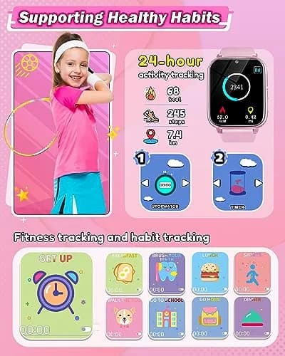 Sueseip Kids Smart Watch 1.69" Touchscreen Pink | Educational & Entertaining thumbnail 5
