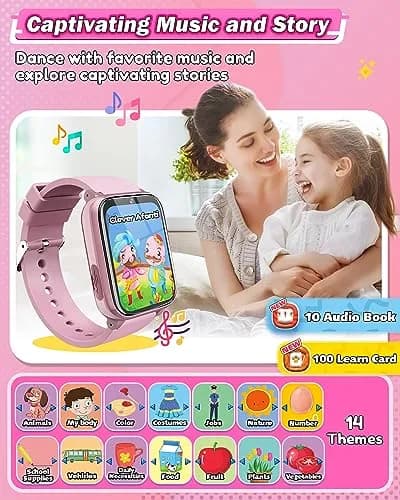 Sueseip Kids Smart Watch 1.69" Touchscreen Pink | Educational & Entertaining thumbnail 6