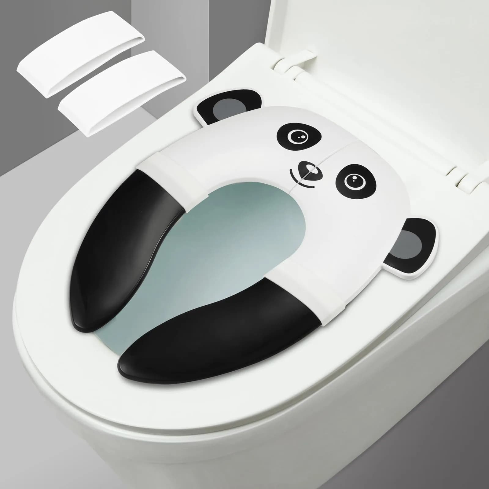 PandaEar Folding Travel Toilet Seat Cover for Toddlers | 2.5cm (1 inch) Height | Fun Frog Design