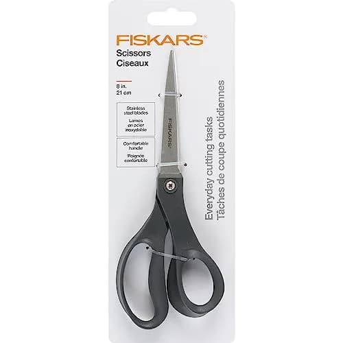 Fiskars 8" Everyday Stainless Steel All Purpose Scissors, Grey | Precision Cutting for Home & Office thumbnail 1