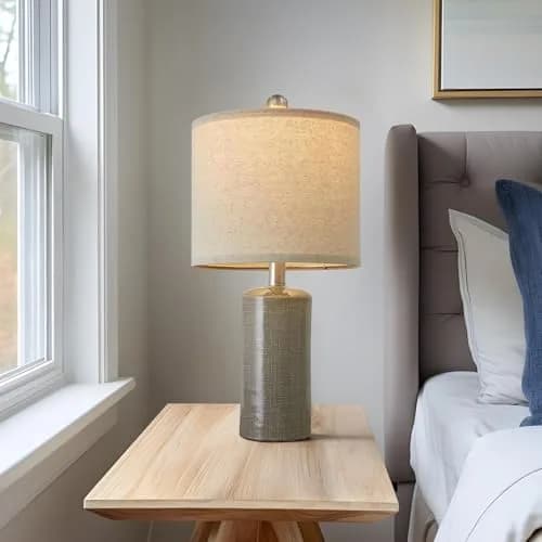 G-SAFAVA Grey Ceramic Table Lamps Set of 2, 20.25" (51.44 cm) | Modern Design for Living Room & Bedroom thumbnail 3