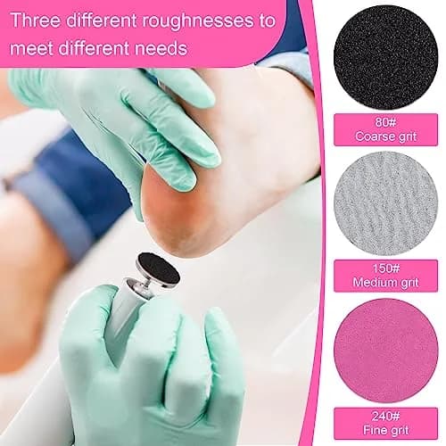 Rolybag 60Pcs Sanding Discs with Metal Mandrel Bit 25mm | 80/150/240 Grit Foot Callus Remover thumbnail 2