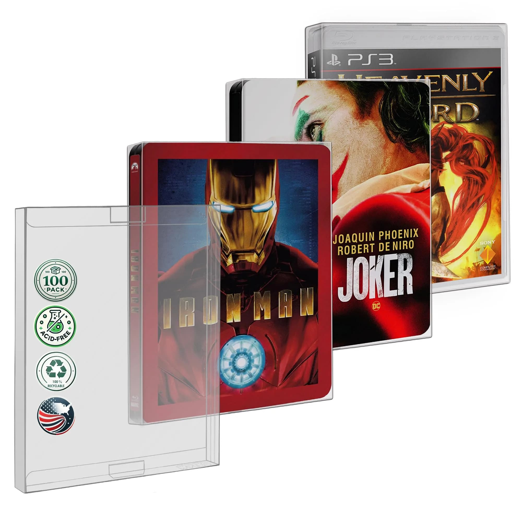 MALKO Steelbook Protector Sleeves 100 Pack | Compatible with Blu-Ray, 4K, PS3, PS4, PS5, Arrow Video & Criterion Collection