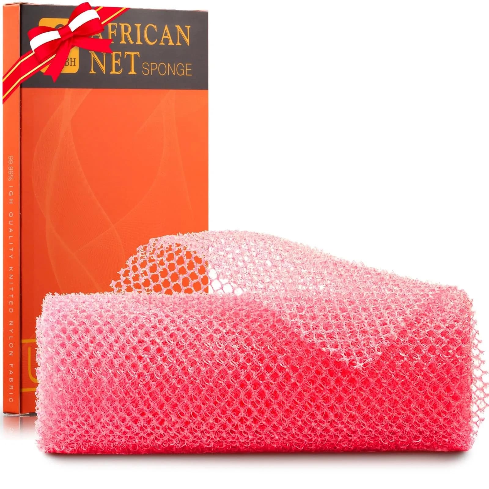 UJFQBH African Net Sponge Long Net Bath Sponge Exfoliating Shower Body Scrubber Skin Smoother (Pink, 80cm x 30cm)