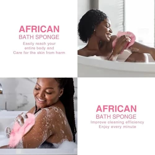 UJFQBH African Net Sponge Long Net Bath Sponge Exfoliating Shower Body Scrubber Skin Smoother (Pink, 80cm x 30cm) thumbnail 4