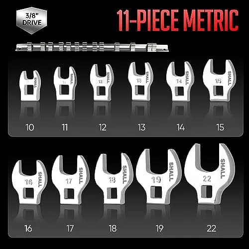 SHALL 3/8" Metric Crowfoot Wrench Set, 11-Piece (10-22mm) | Access Tight Spaces thumbnail 2
