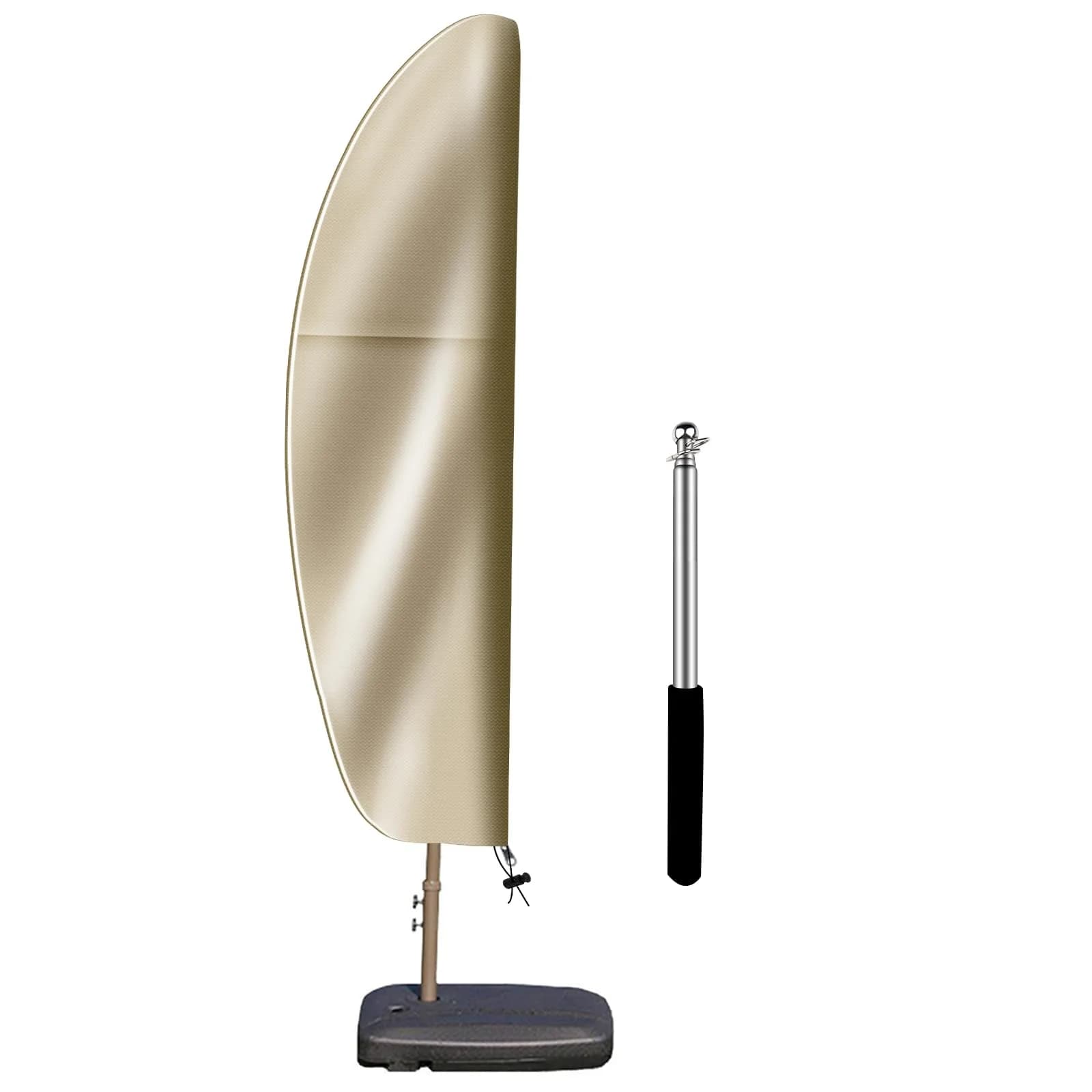OKPOW Cantilever Patio Umbrella Cover Khaki 225cm (88.6in) | Heavy Duty 420D Oxford Fabric Waterproof UV Resistant — Khaki