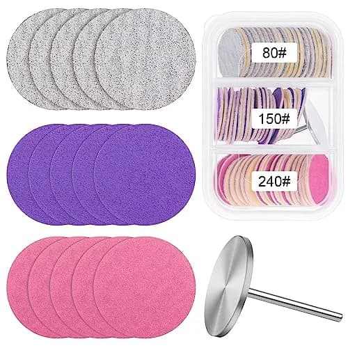 Difenni Metal Nail Drill Bit with 60 Sandpaper Discs | 25mm Coarse, Medium, Fine Grits for Manicure Pedicure thumbnail 1
