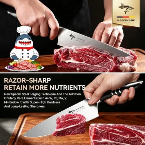 MAD SHARK 8 Inch Chef Knife | High Carbon German Stainless Steel, Ergonomic Handle, Gift Box thumbnail 3